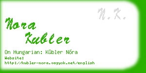 nora kubler business card