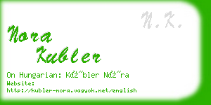 nora kubler business card